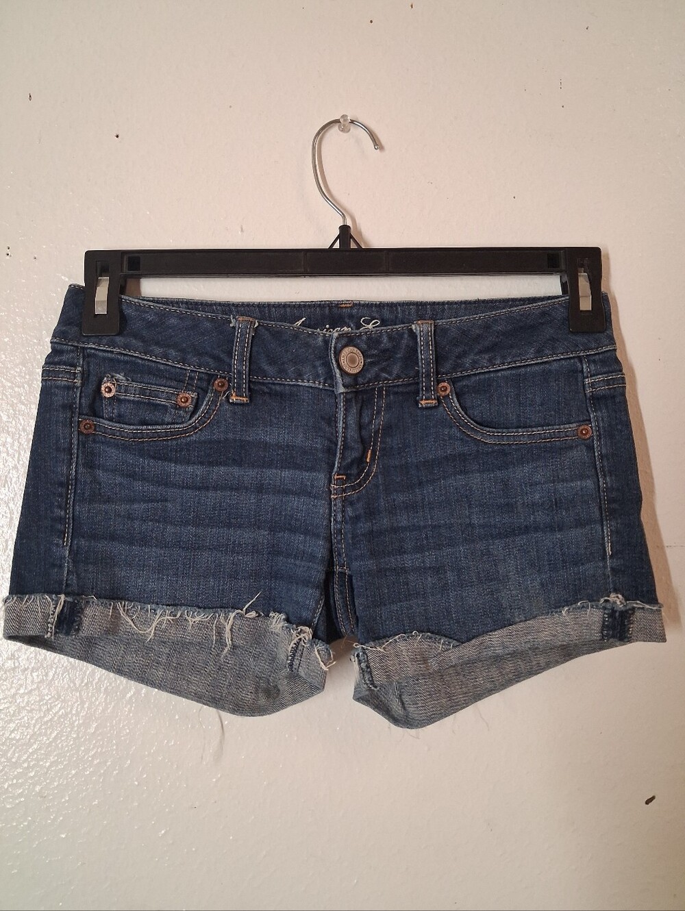 American Eagle Outfitters Denim Shorts Size 0 - Cuffed Distressed Raw Hem Jean